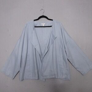 Eileen Fisher Jacket Top Plus 2X Lagenlook‎ Heavy Organic Linen Relaxed Coastal